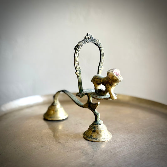 Vintage Brass Dhoop Stand With Prabhavali & Lion Design