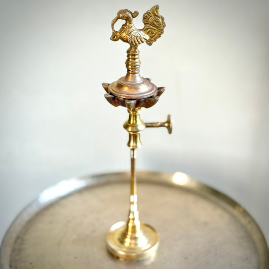 Vintage Key Lamp With Peacock Finial - A Rare Find