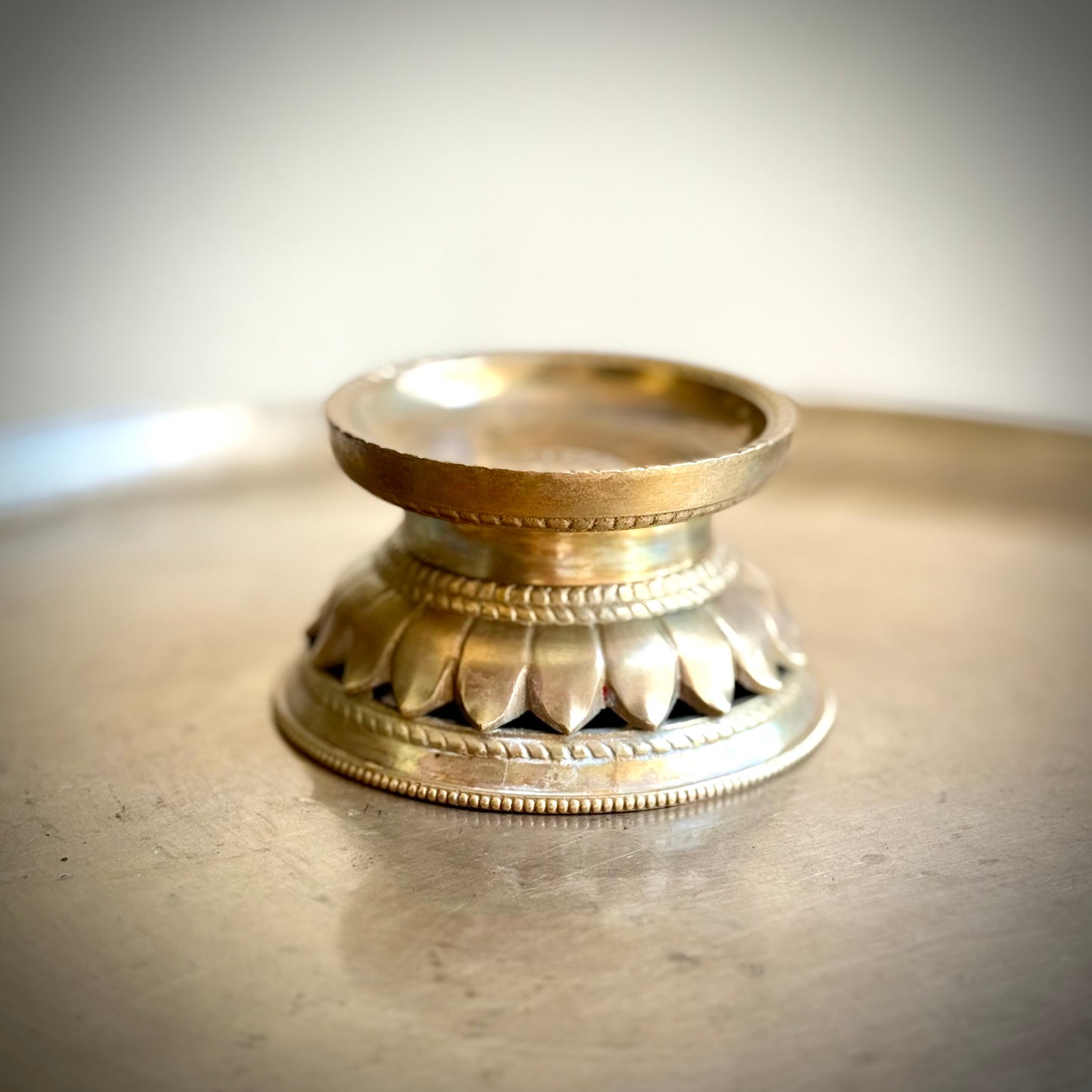 Vintage Brass Lotus Base Pedestal