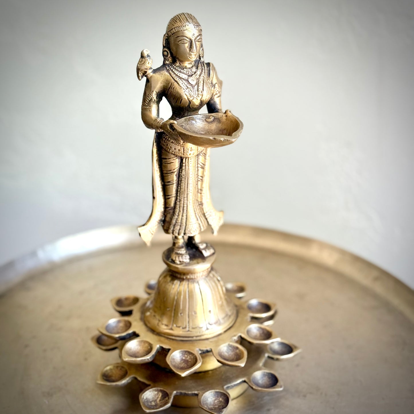 Brass Meenakshi Deepam with 21 diyas