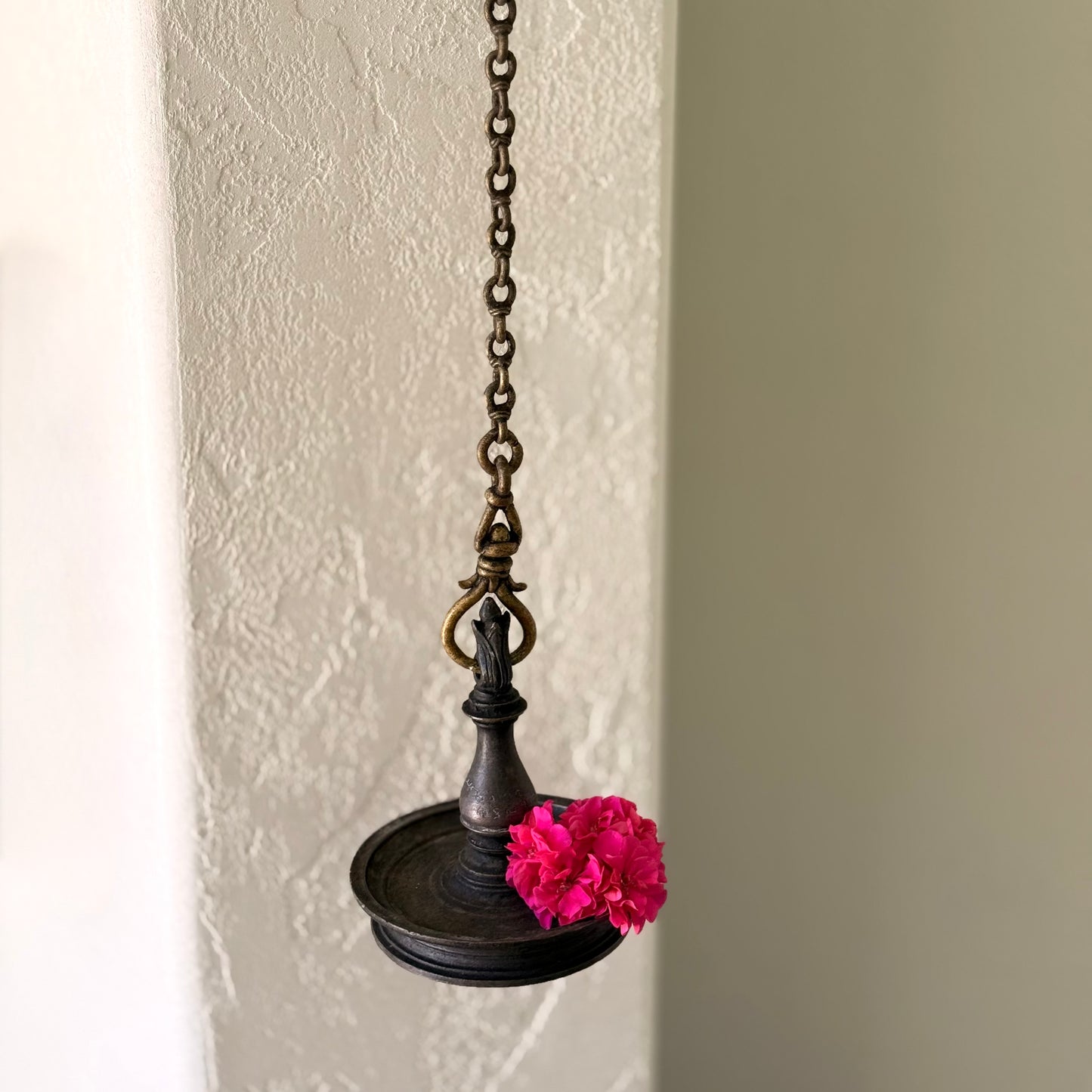 Antique Lotus Bud Bronze Oil Lamp – Kerala (Ca. 1850)| Vattezhuthu Inscription