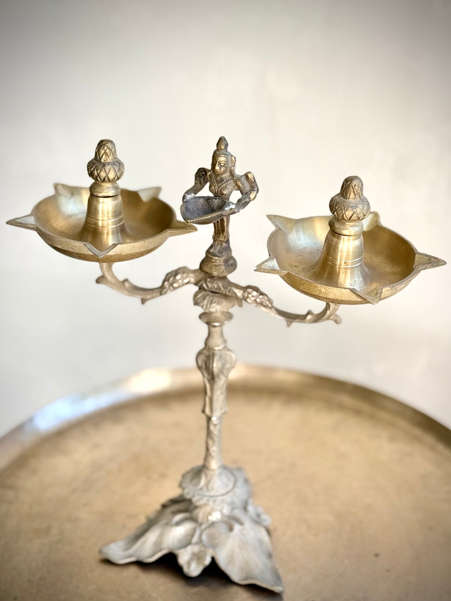Exquisite Lamp With Pavaai Vilakku & Ornate Detailing