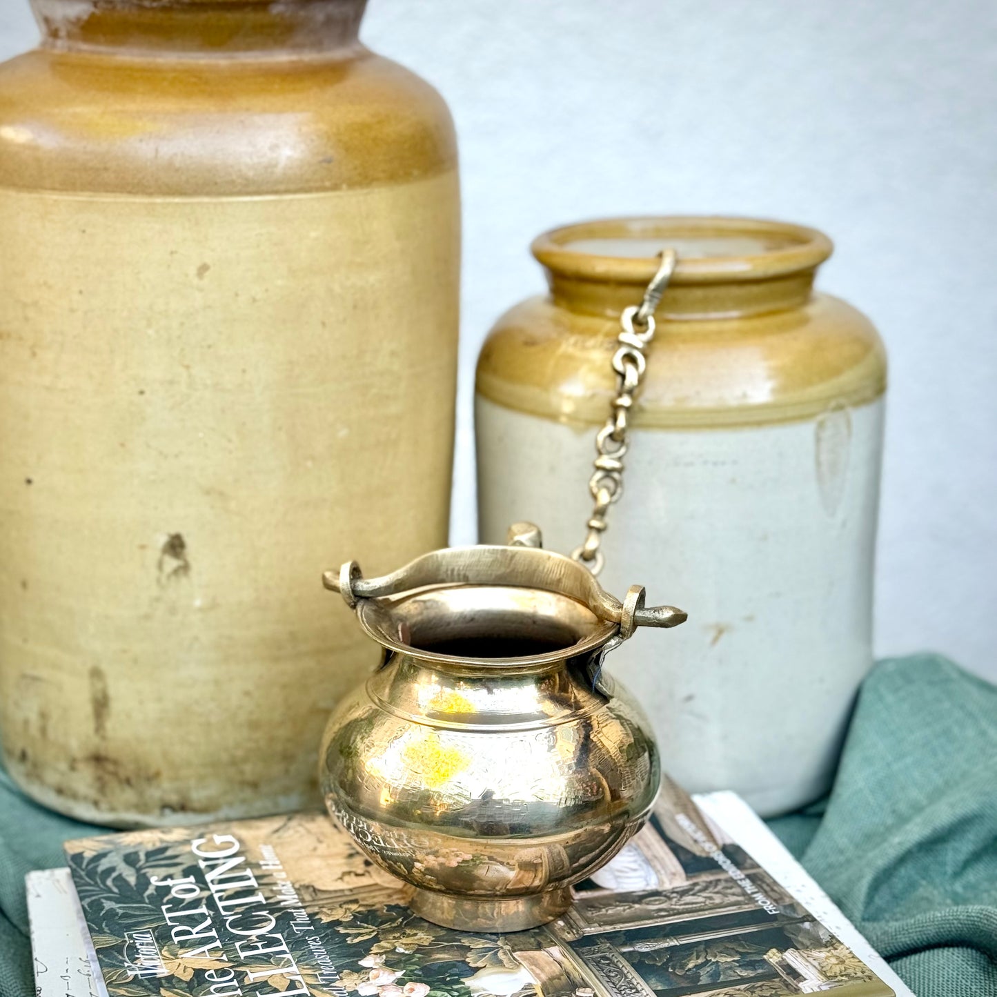 Vintage Brass Hanging Pot