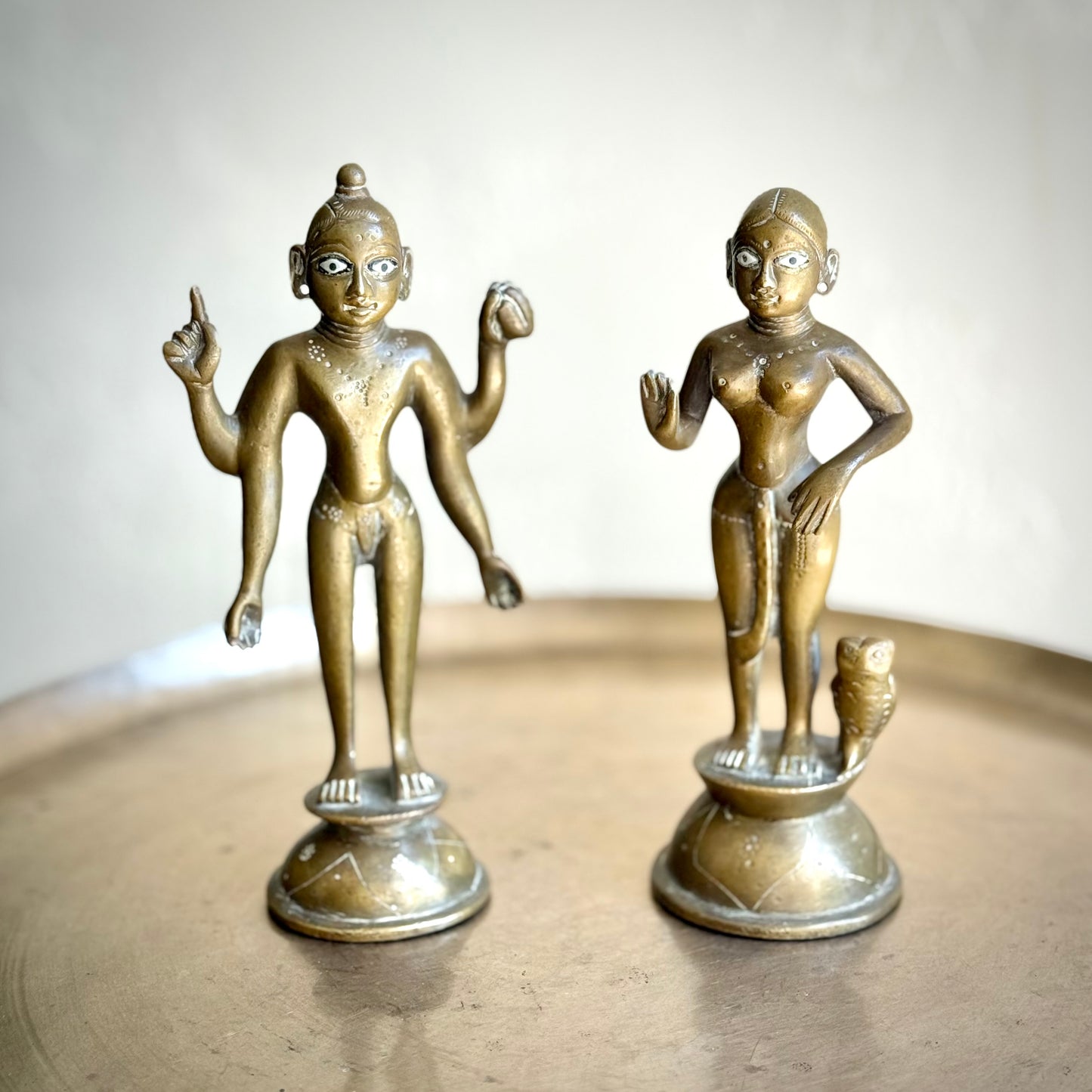 Lord Vishnu-Goddess Lakshmi Pair – Vintage Folk Style Idols