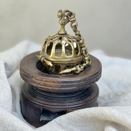 Brass Hanging Birdcage Incense Holder & Oil Lamp