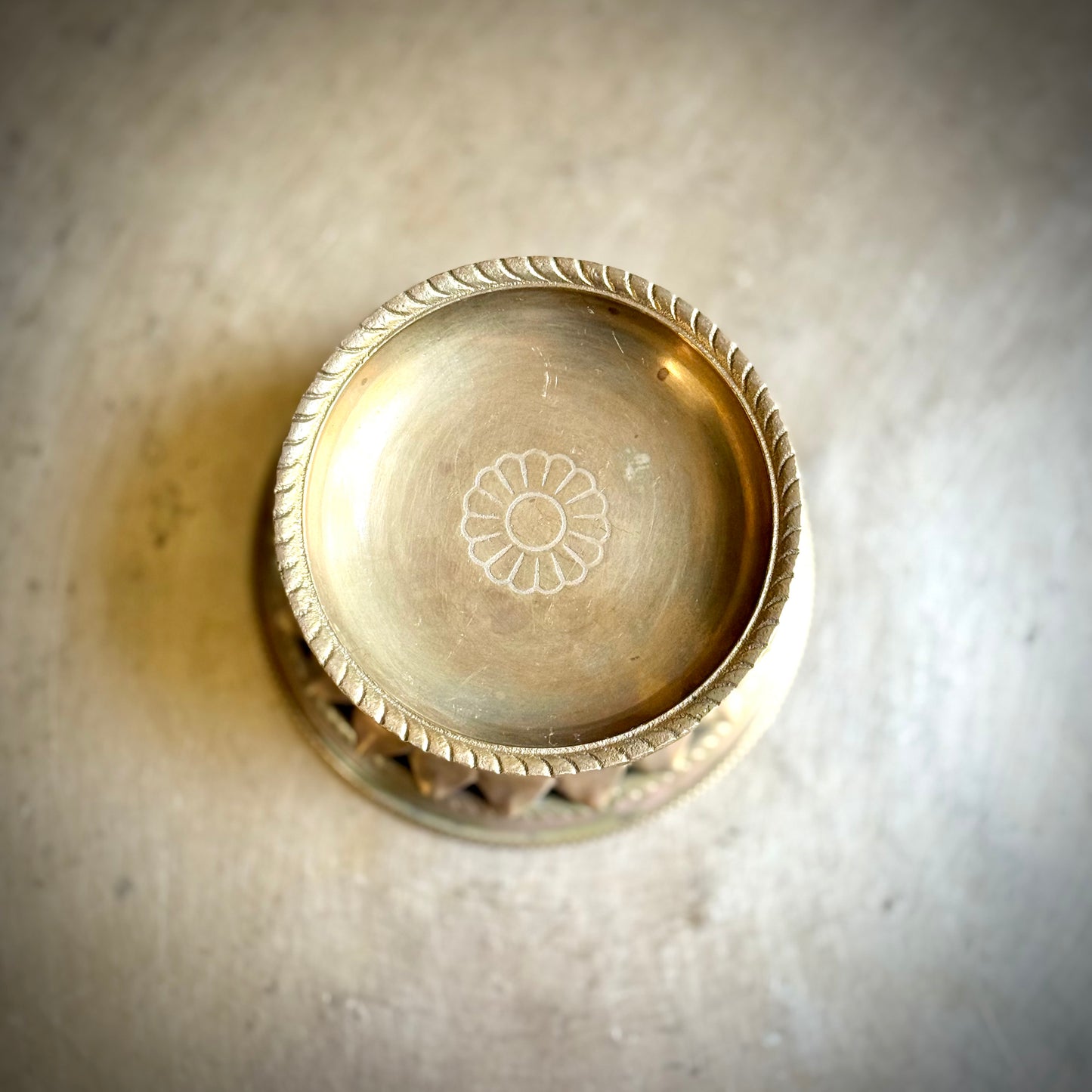 Vintage Brass Lotus Base Pedestal