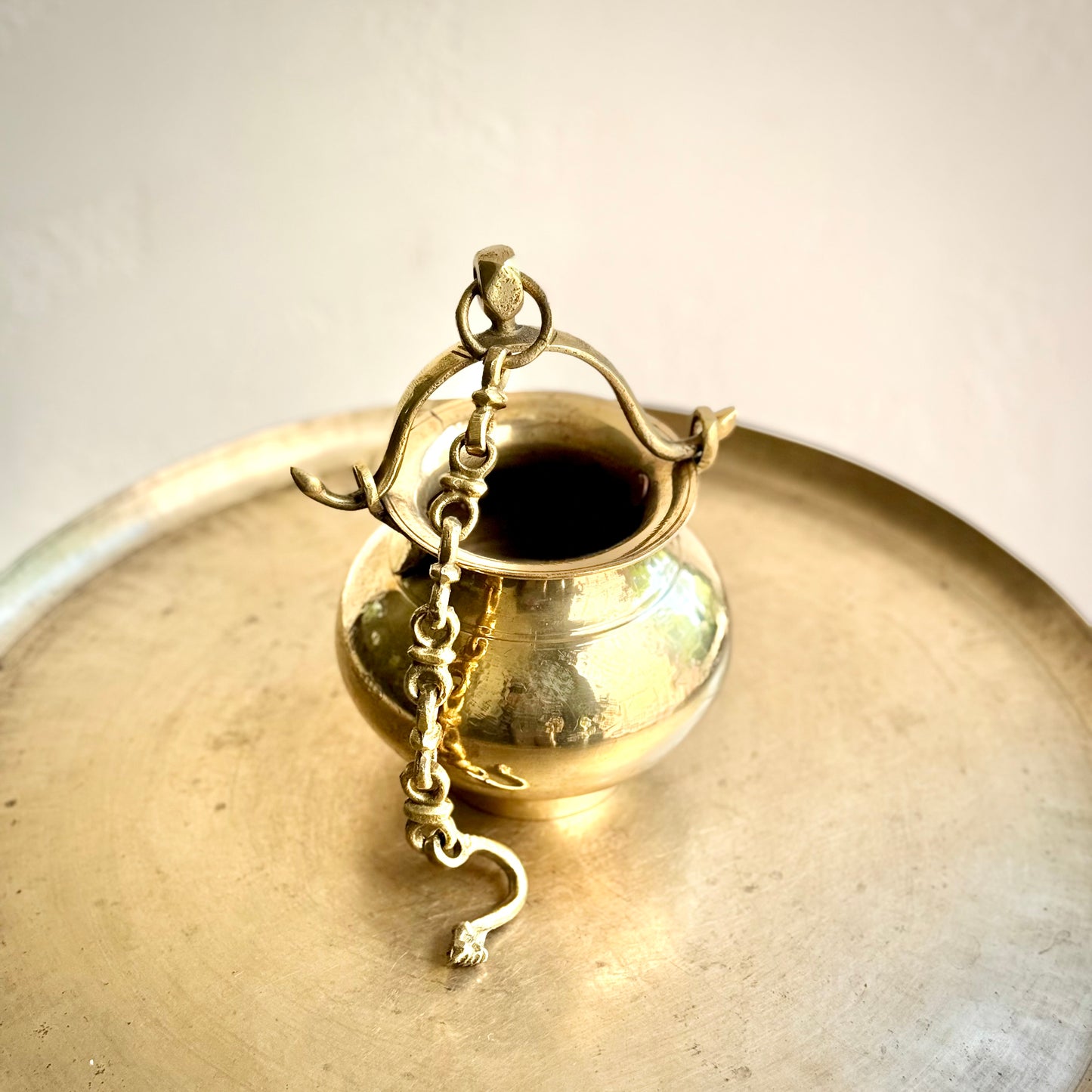 Vintage Brass Hanging Pot