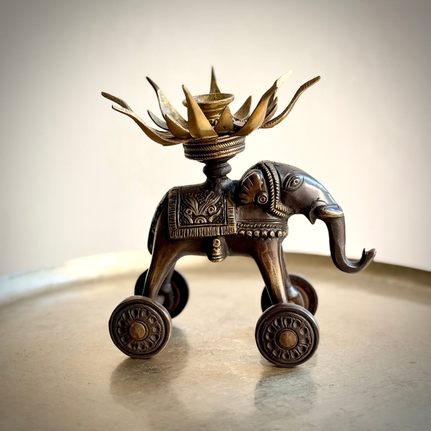 Royal Elephant with Lotus Lamp