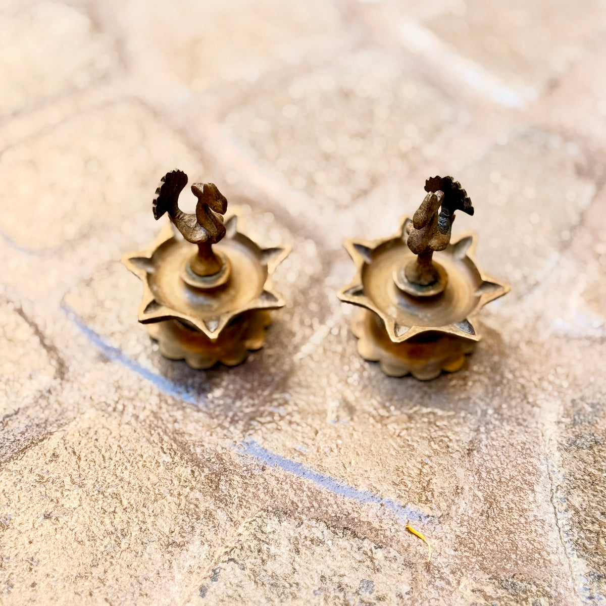 Pair of Vintage Peacock Diyas