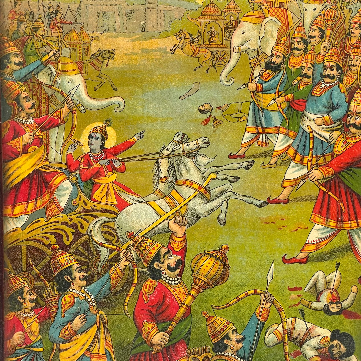 ‘Kaurav Pandav Yuddh’ Raja Ravi Varma Lithograph Print