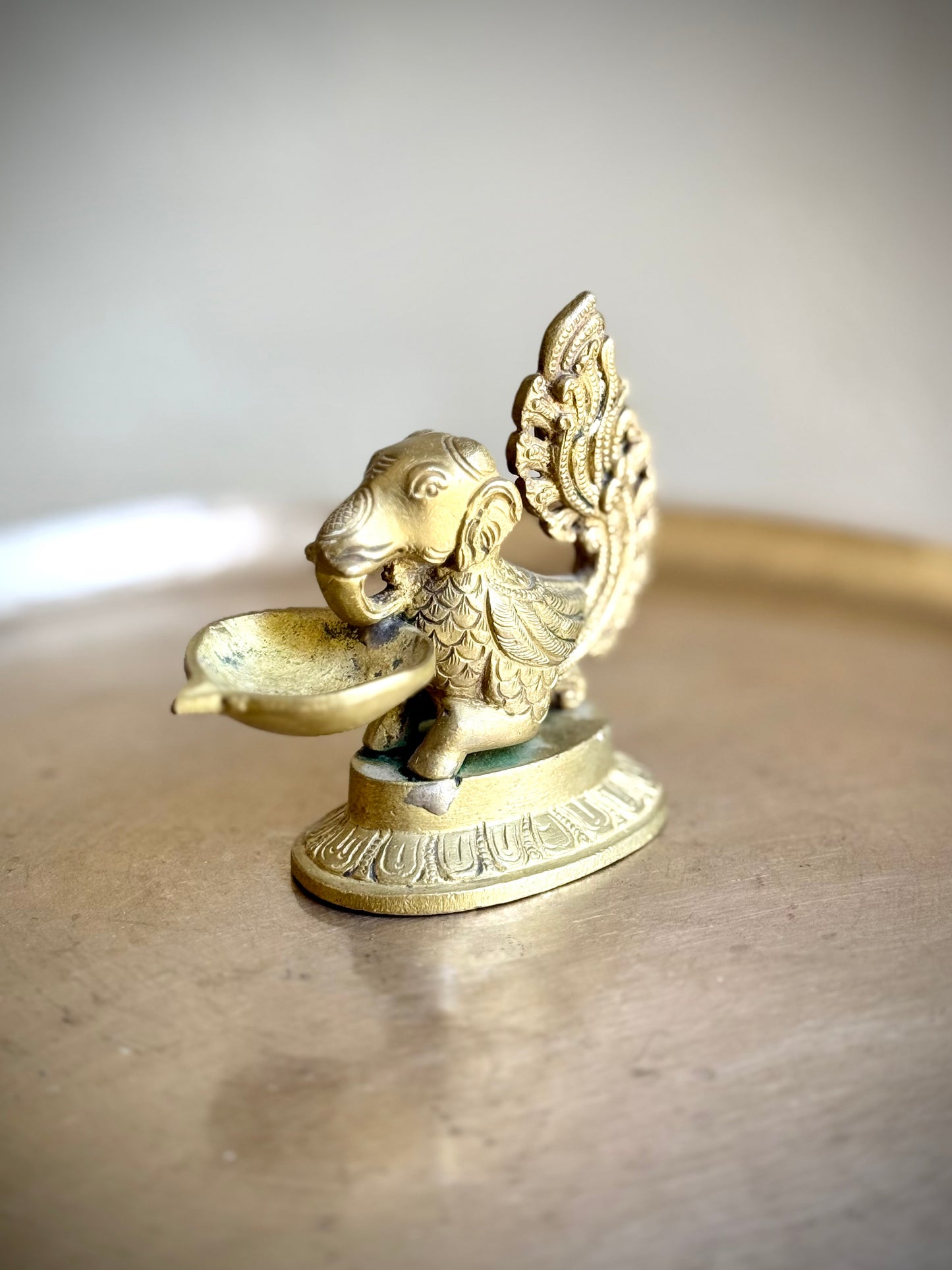 Gajamukha-Annapakshi Oil Lamp – A Rare Mythological Masterpiece