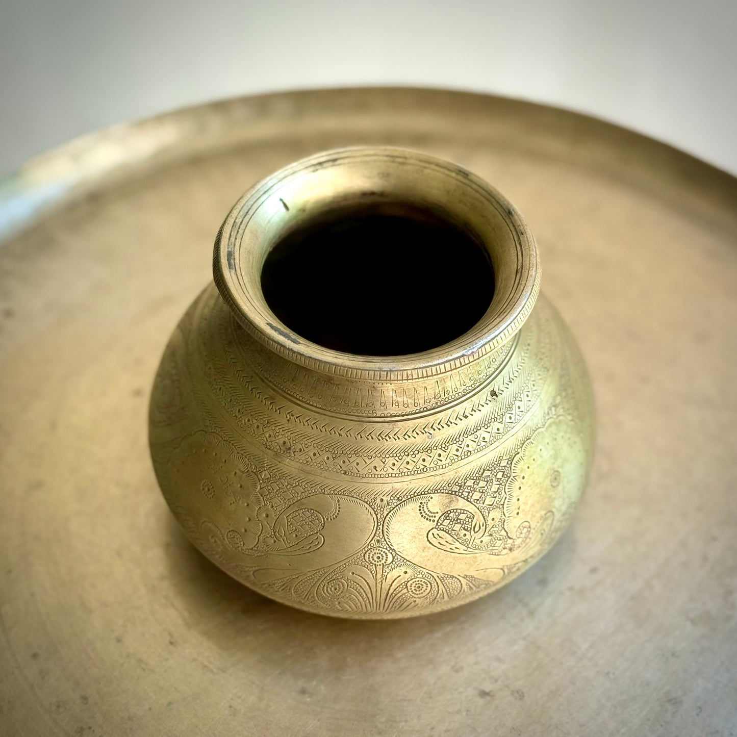 Antique Engraved Brass Kalash – Early 1900s