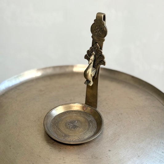 Ornate Peacock Brass Candle Holder