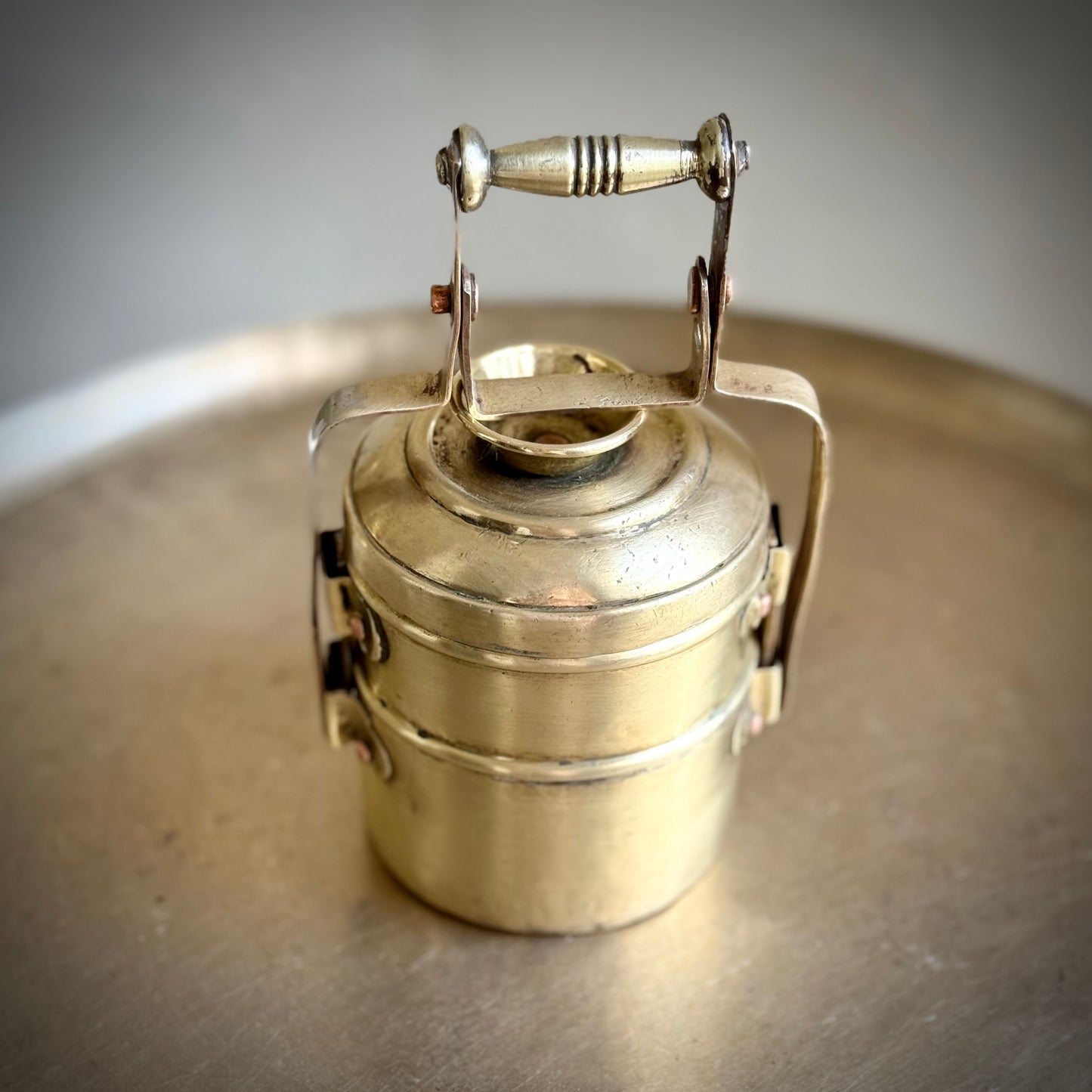 Vintage Brass Mini Tiffin Box – Rare Collectible