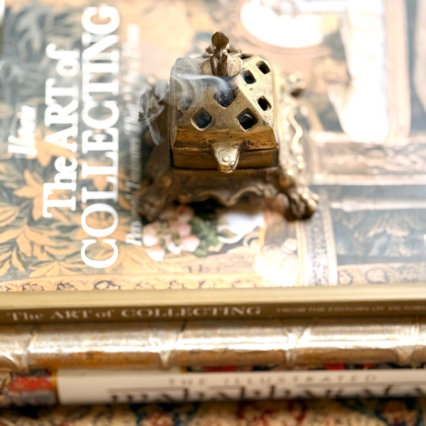 Vintage Brass Dhoopdan with Bird Finial