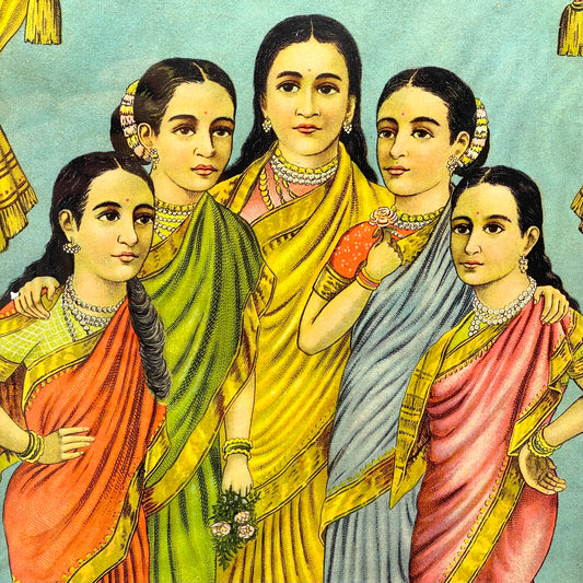 ‘Panch Kanya’ Raja Ravi Varma Lithograph Print