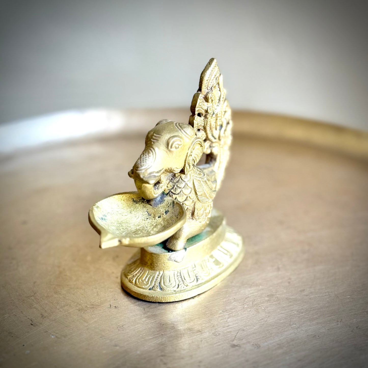 Gajamukha-Annapakshi Oil Lamp – A Rare Mythological Masterpiece