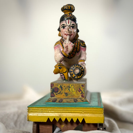 Antique Crawling Baby Krishna on Cart — Chettinad Bridal Gift (Circa 1900s)