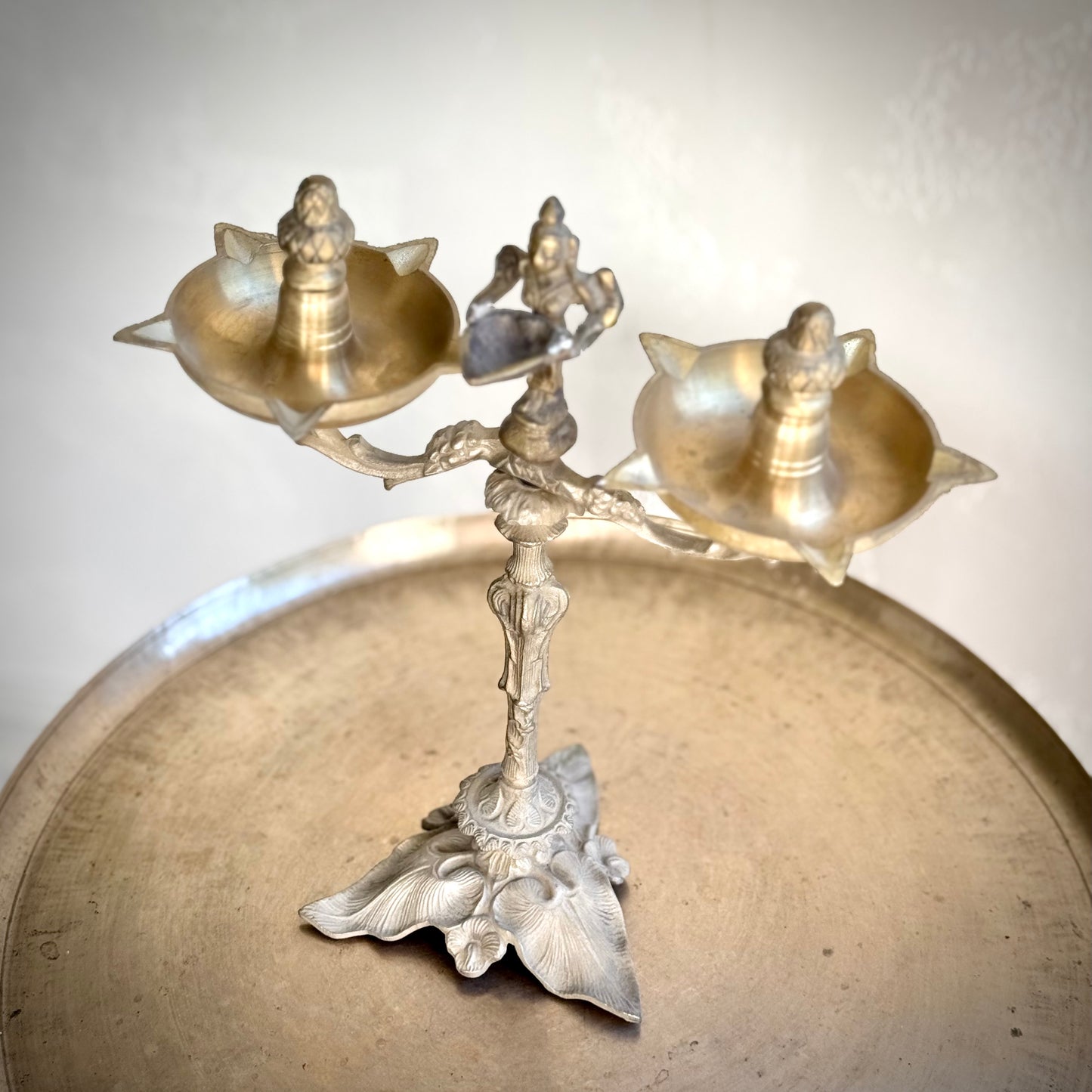 Exquisite Lamp With Pavaai Vilakku & Ornate Detailing