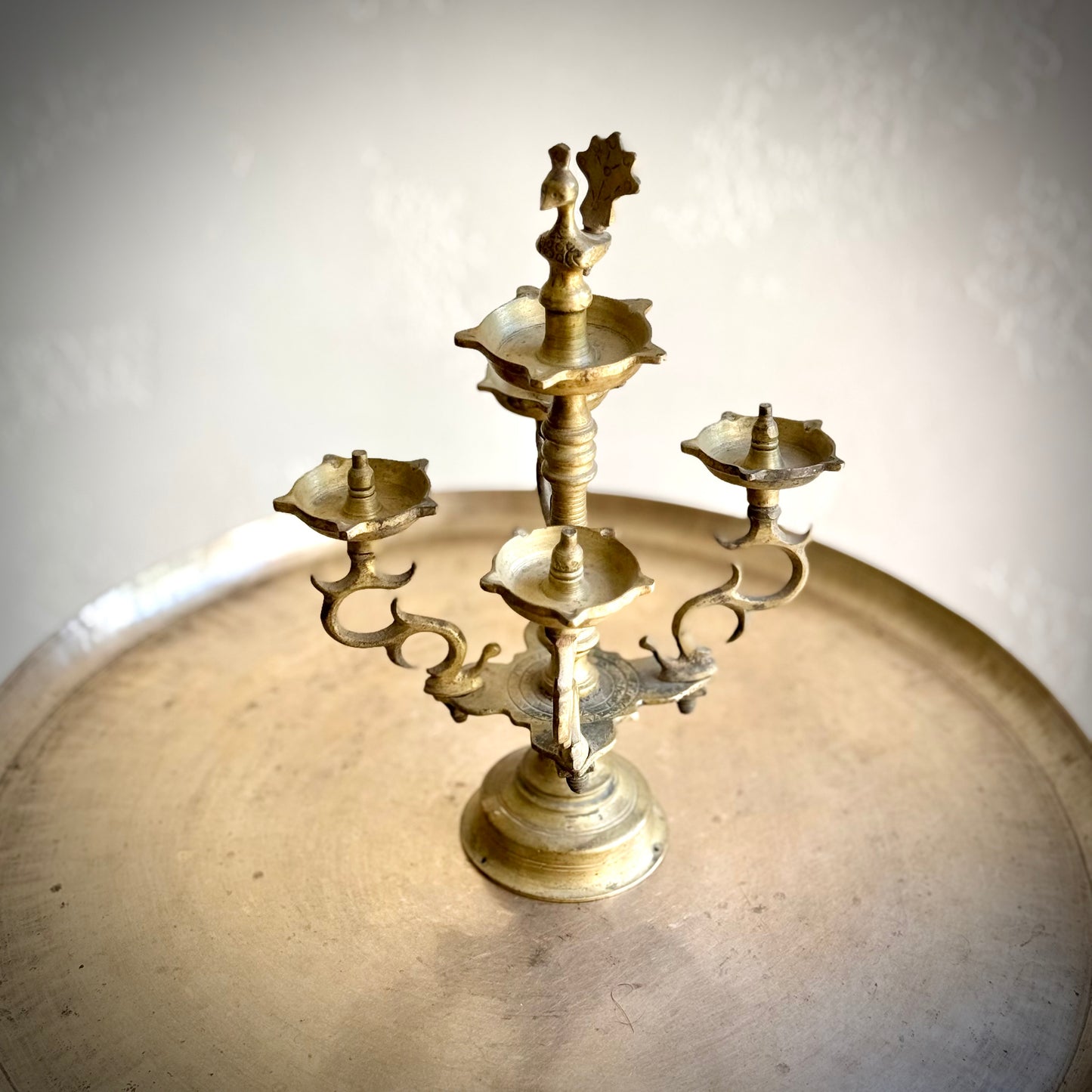 Vintage Brass Branch Oil Lamp