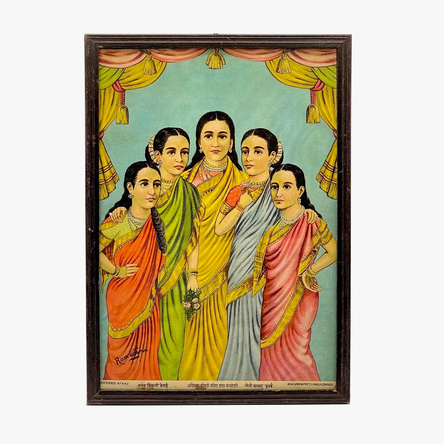 ‘Panch Kanya’ Raja Ravi Varma Lithograph Print