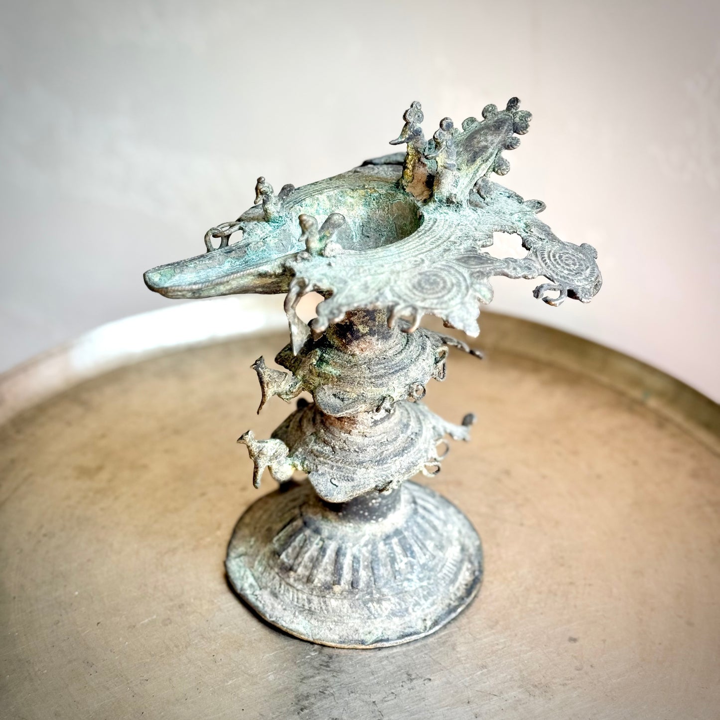 Dokra Lamp - Double Hamsa Design