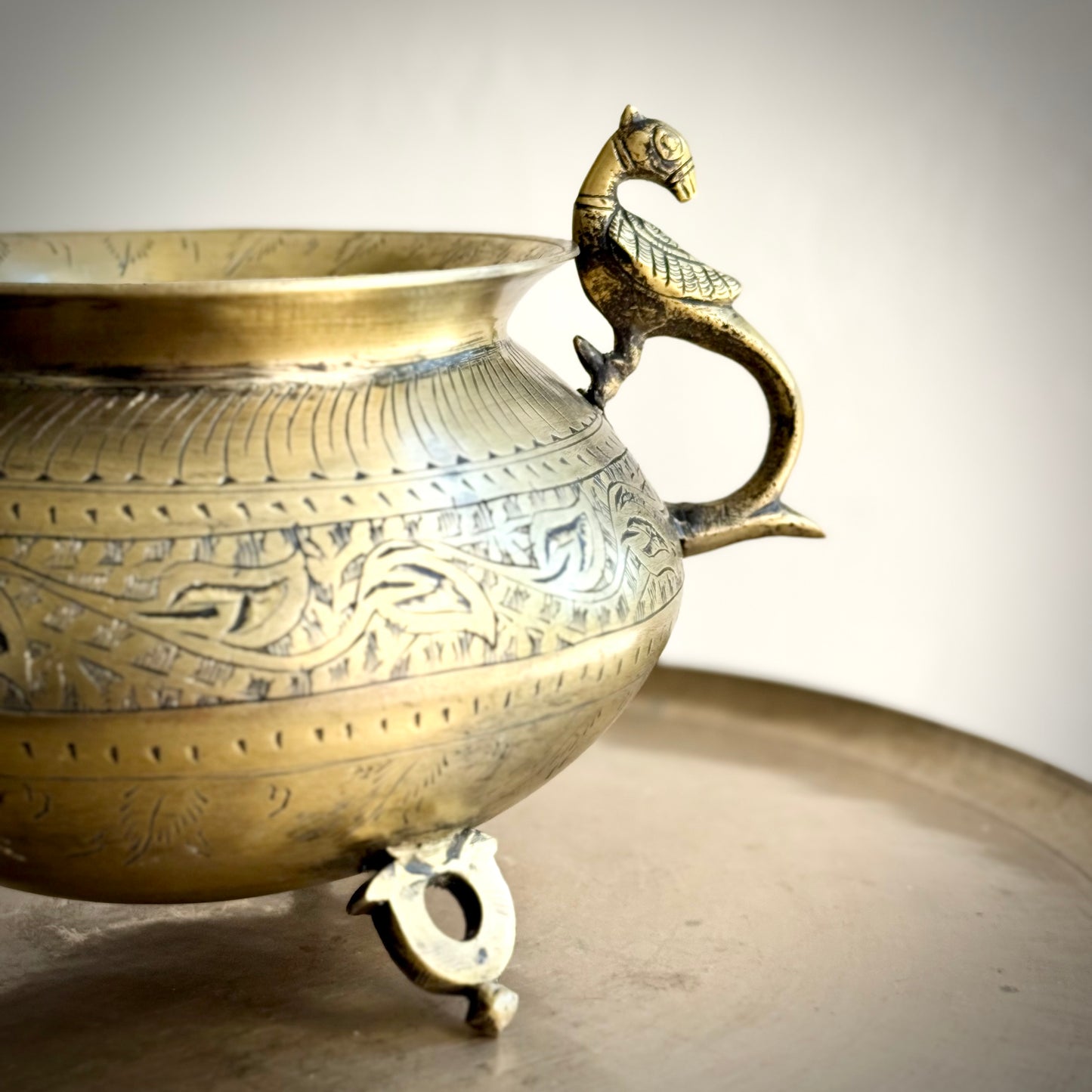 Vintage Hand-Carved Brass Pot