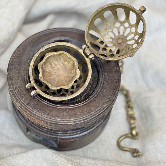 Brass Hanging Birdcage Incense Holder & Oil Lamp