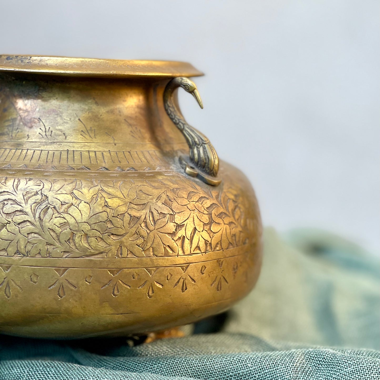 Hamsa Pot - Hand-Carved Brass Pot