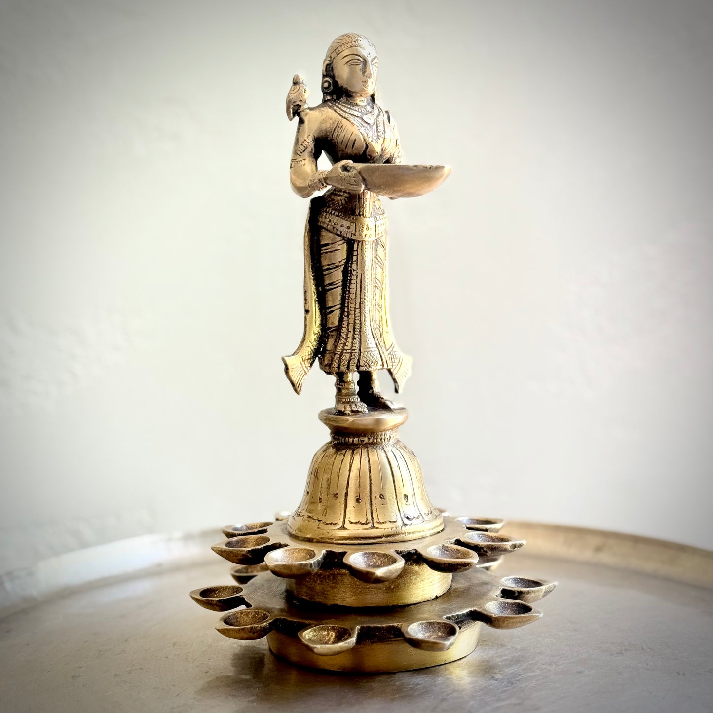 Brass Meenakshi Deepam with 21 diyas