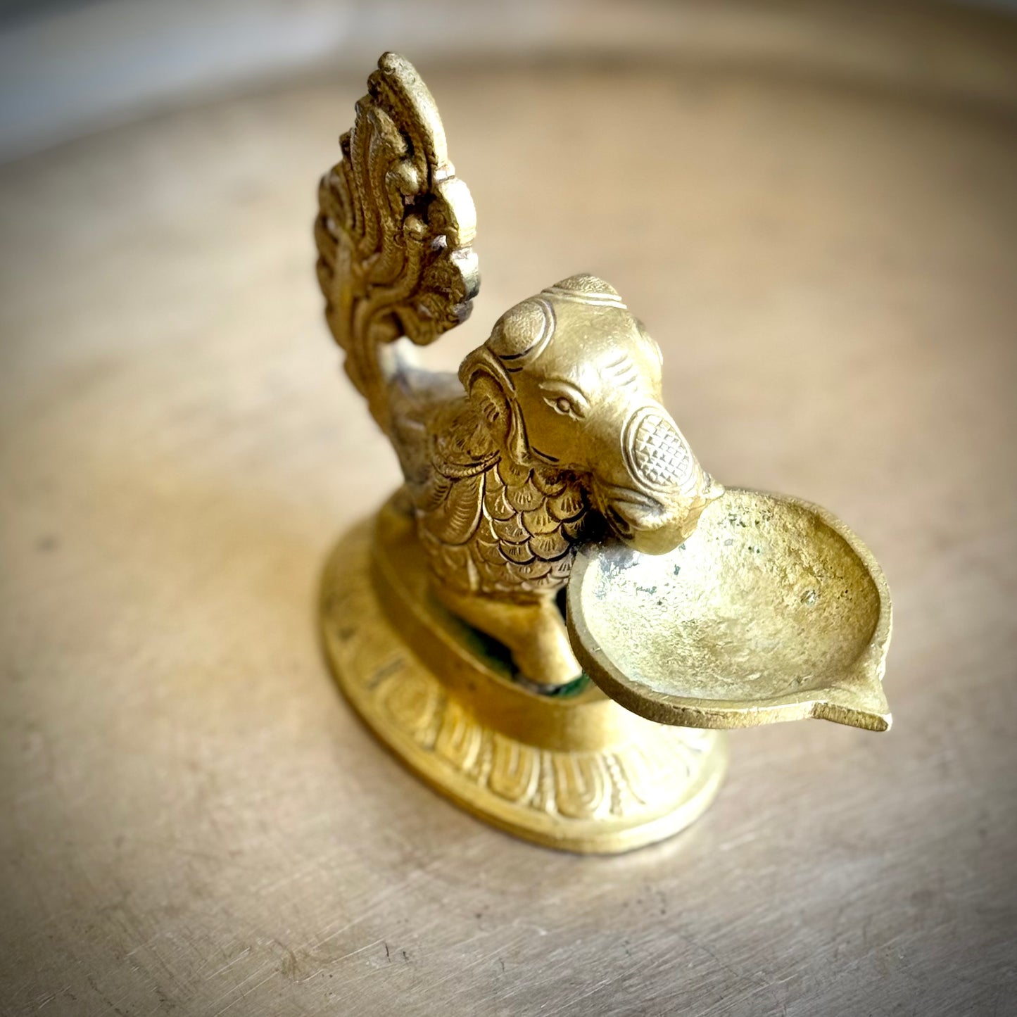 Gajamukha-Annapakshi Oil Lamp – A Rare Mythological Masterpiece