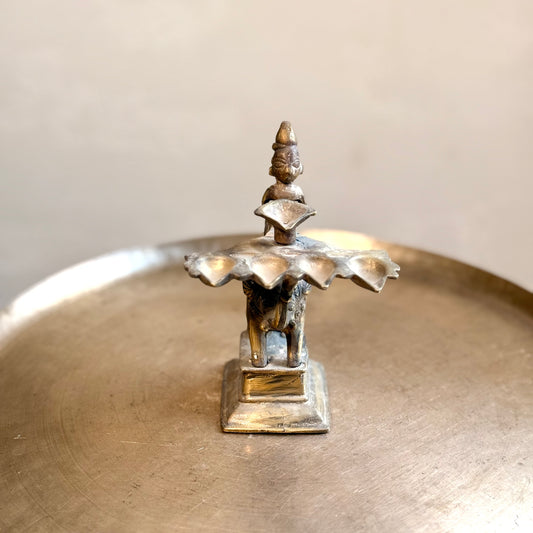 Brass Arti Lamp with Elephant Base