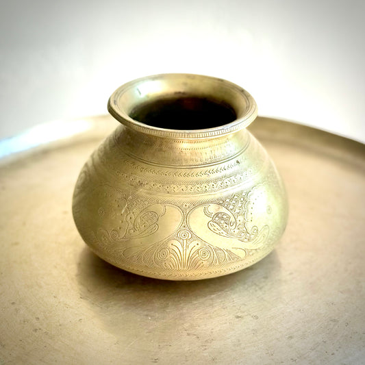 Antique Engraved Brass Kalash – Early 1900s