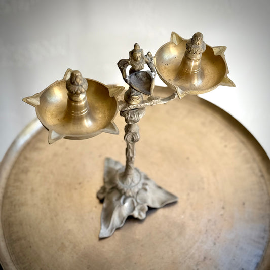 Exquisite Lamp With Pavaai Vilakku & Ornate Detailing