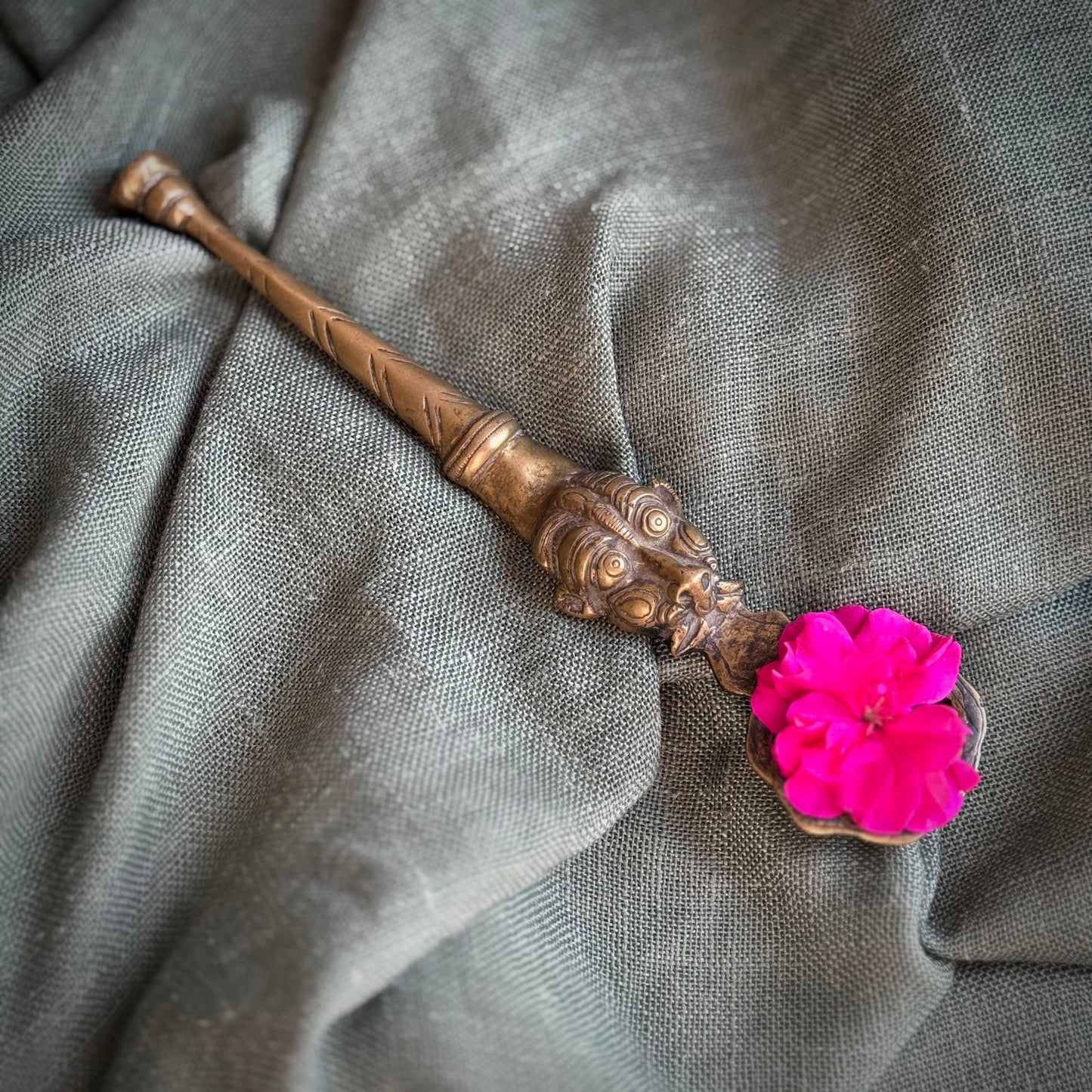 Rare Brass Yali Ritual Spoon