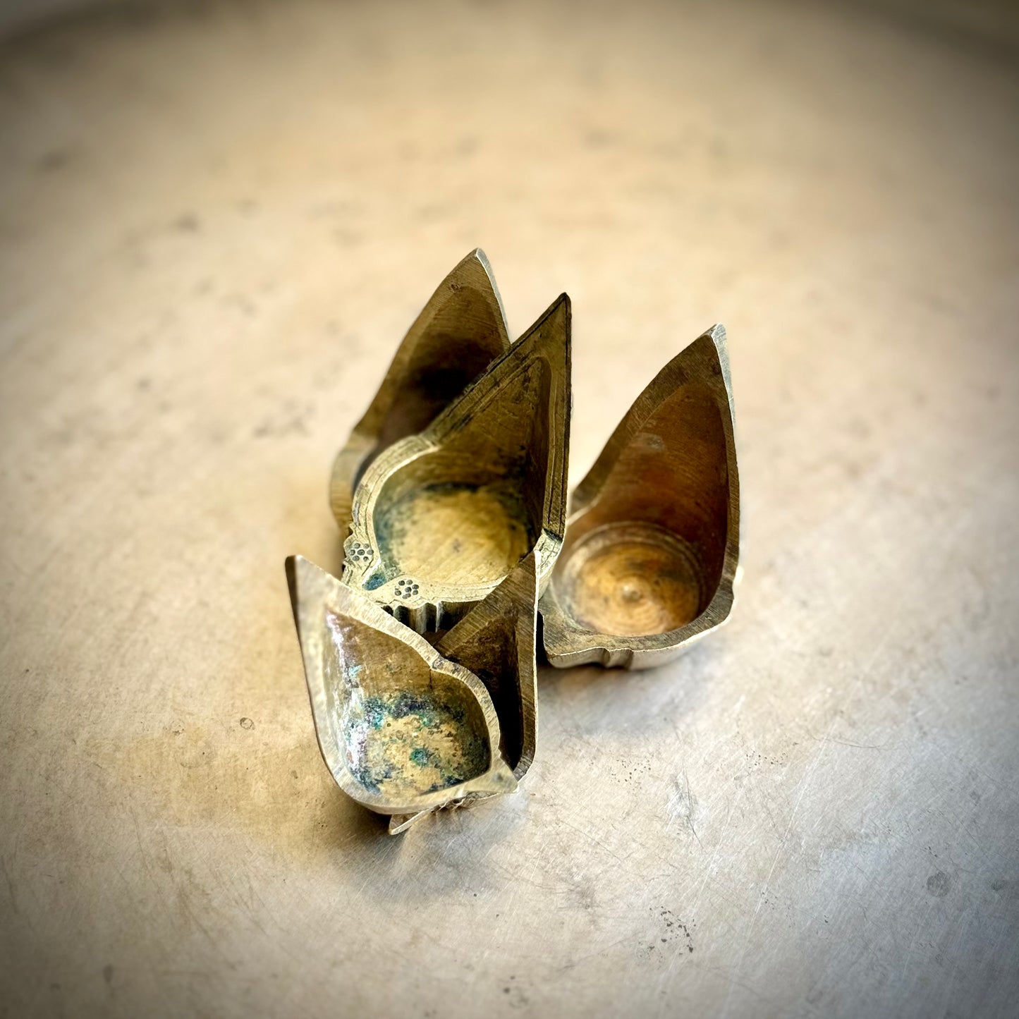 Set of 5 Vintage Kerala Ghee Lamps