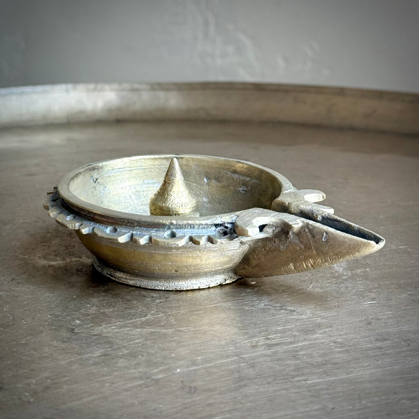 Vintage Brass Shiva Lingam Oil Lamp