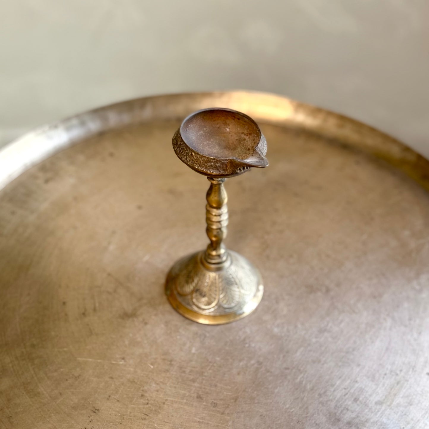 Pair of Brass Bowl Lamps