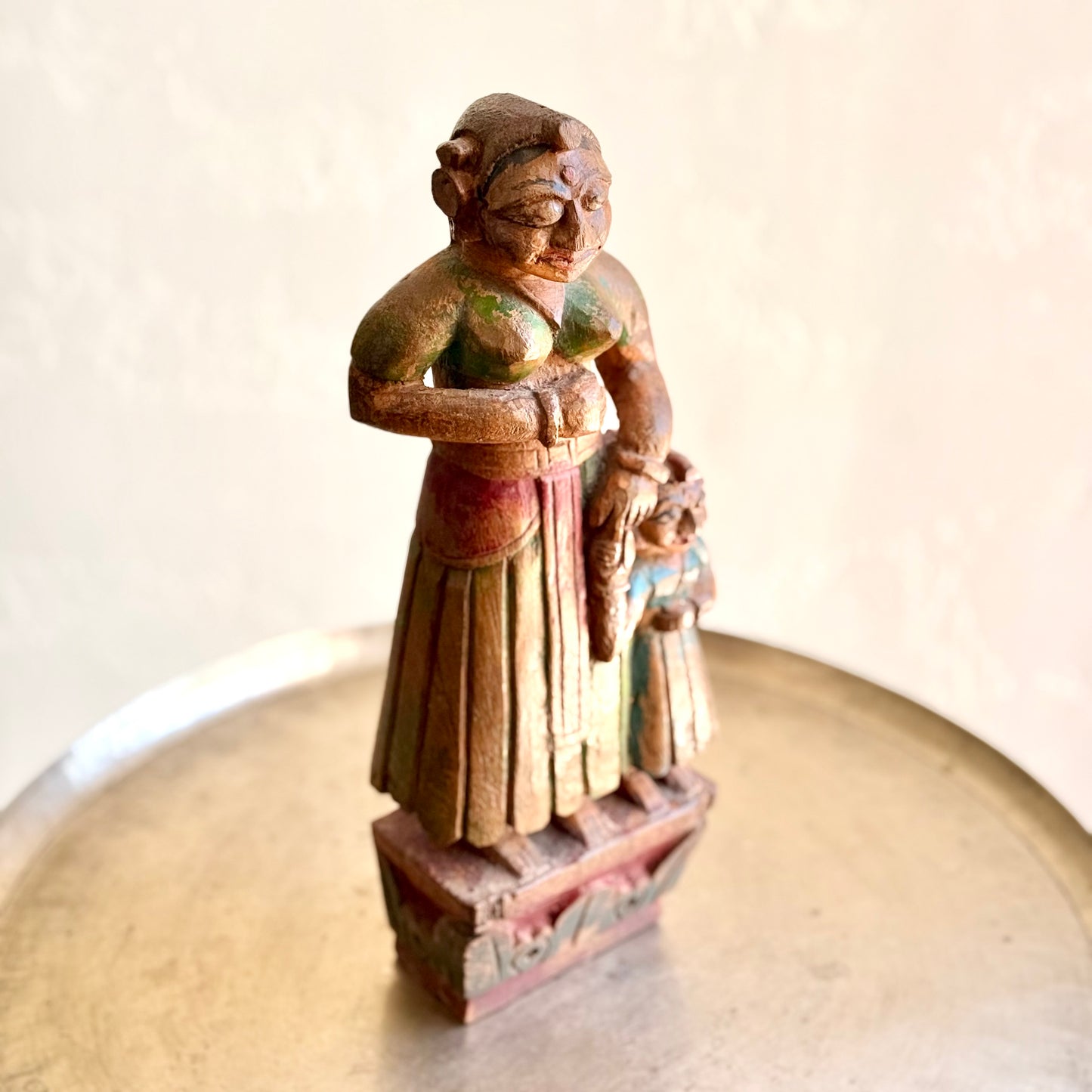 Vintage Folk Statue Mother - Daughter Duo - Rajasthan