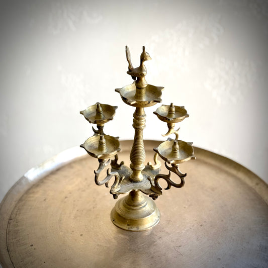 Vintage Brass Branch Oil Lamp
