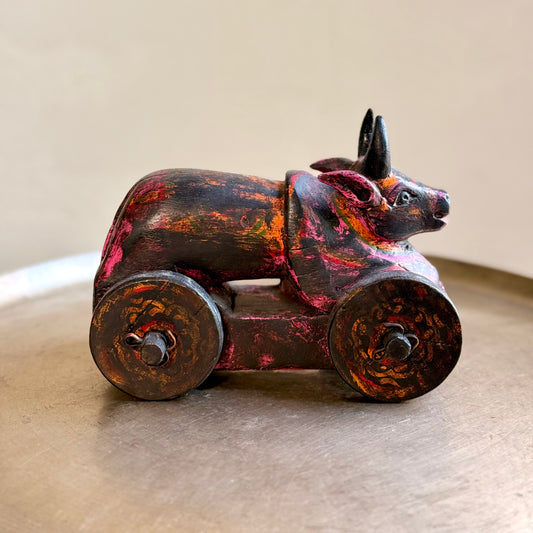 Vintage Wooden Nandi on Wheels
Gujarat, India