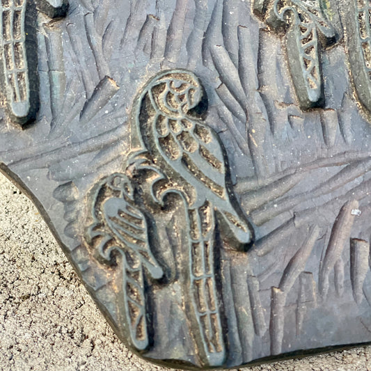 Vintage Twin Peacocks Printing Block