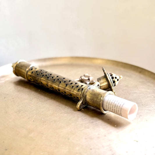 Vintage Brass Jaali Mughal Farhman Holder - Rajasthan