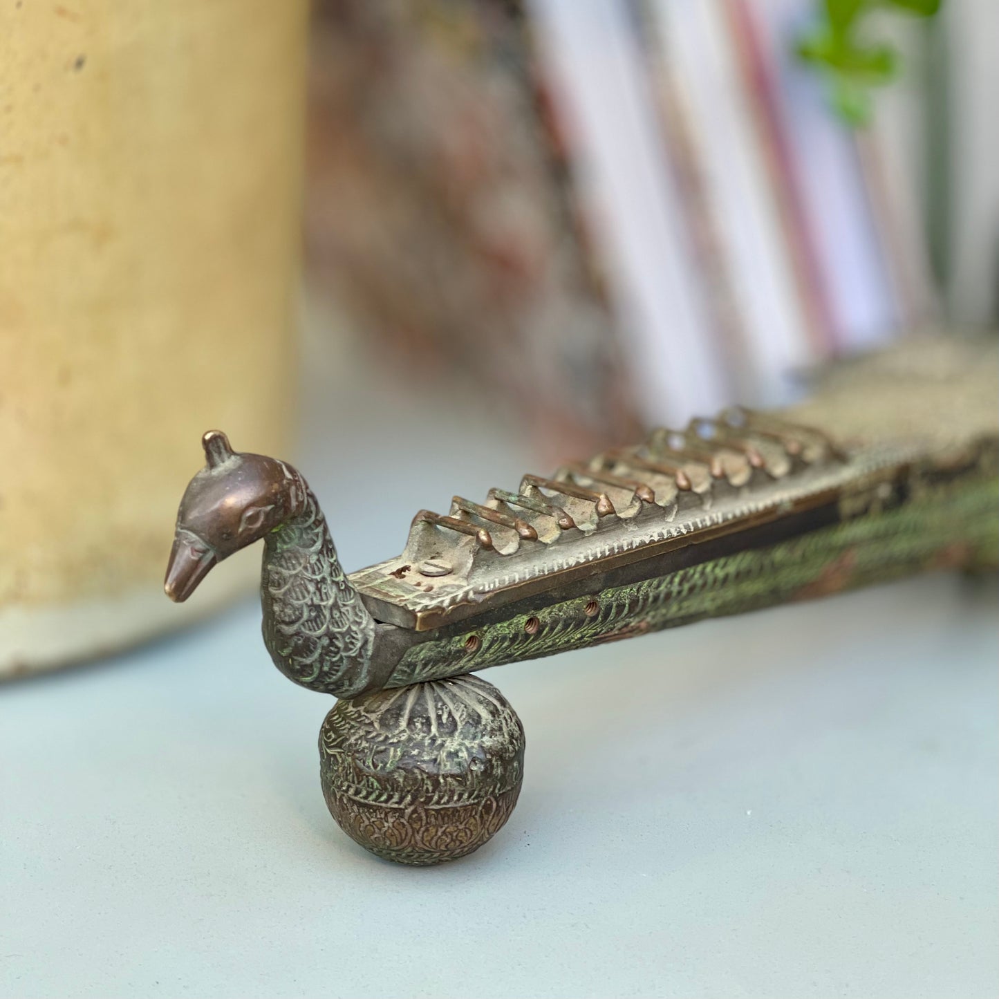 Brass Peacock Veena Box