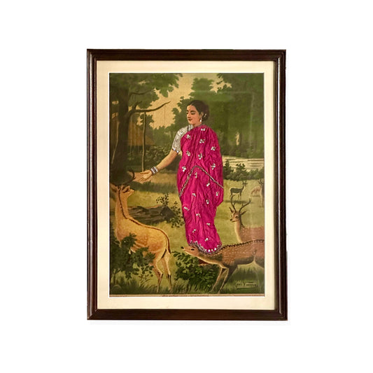 ‘Sita-Suvarnamriga’ Raja Ravi Varma Lithograph (Embellished Edition, extremely rare)