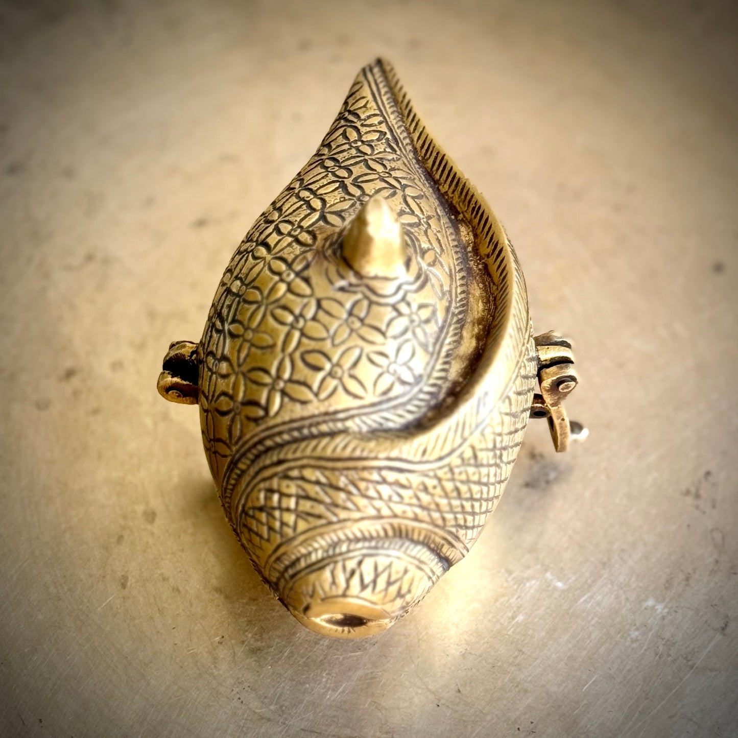 Shankha-Shaped Box With Hand Engraving