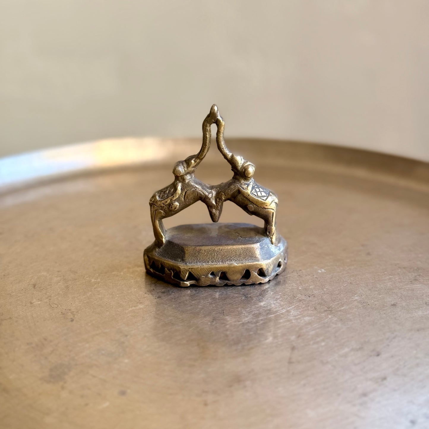 Twin-Elephant Brass Foot Scrubber (Vajri)