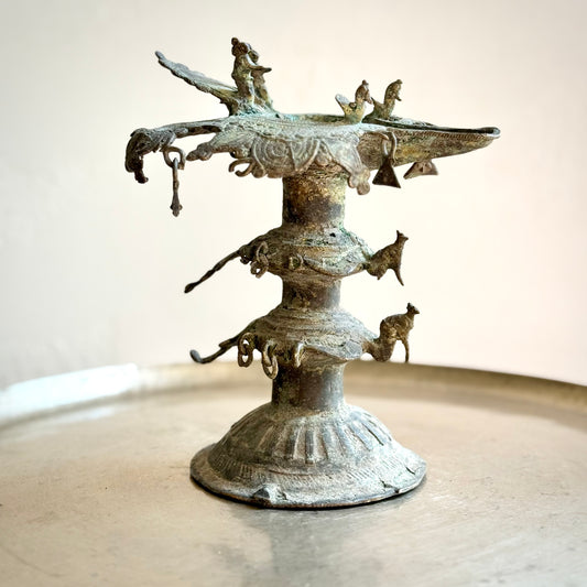 Dokra Lamp - Double Hamsa Design