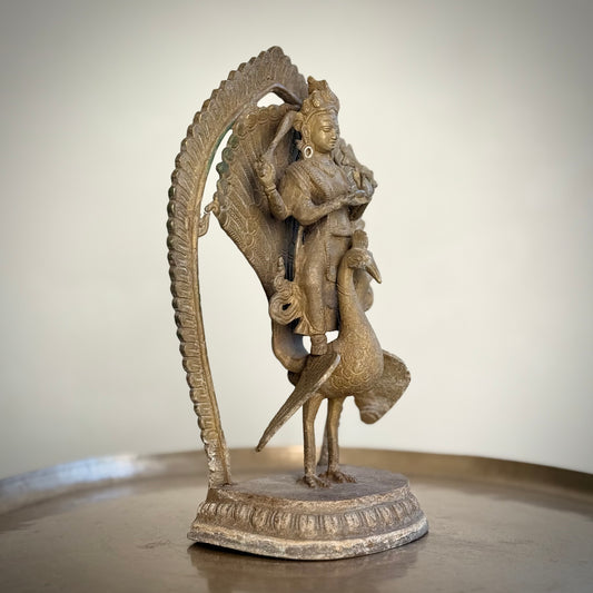 Vintage Bronze Murugan on Peacock