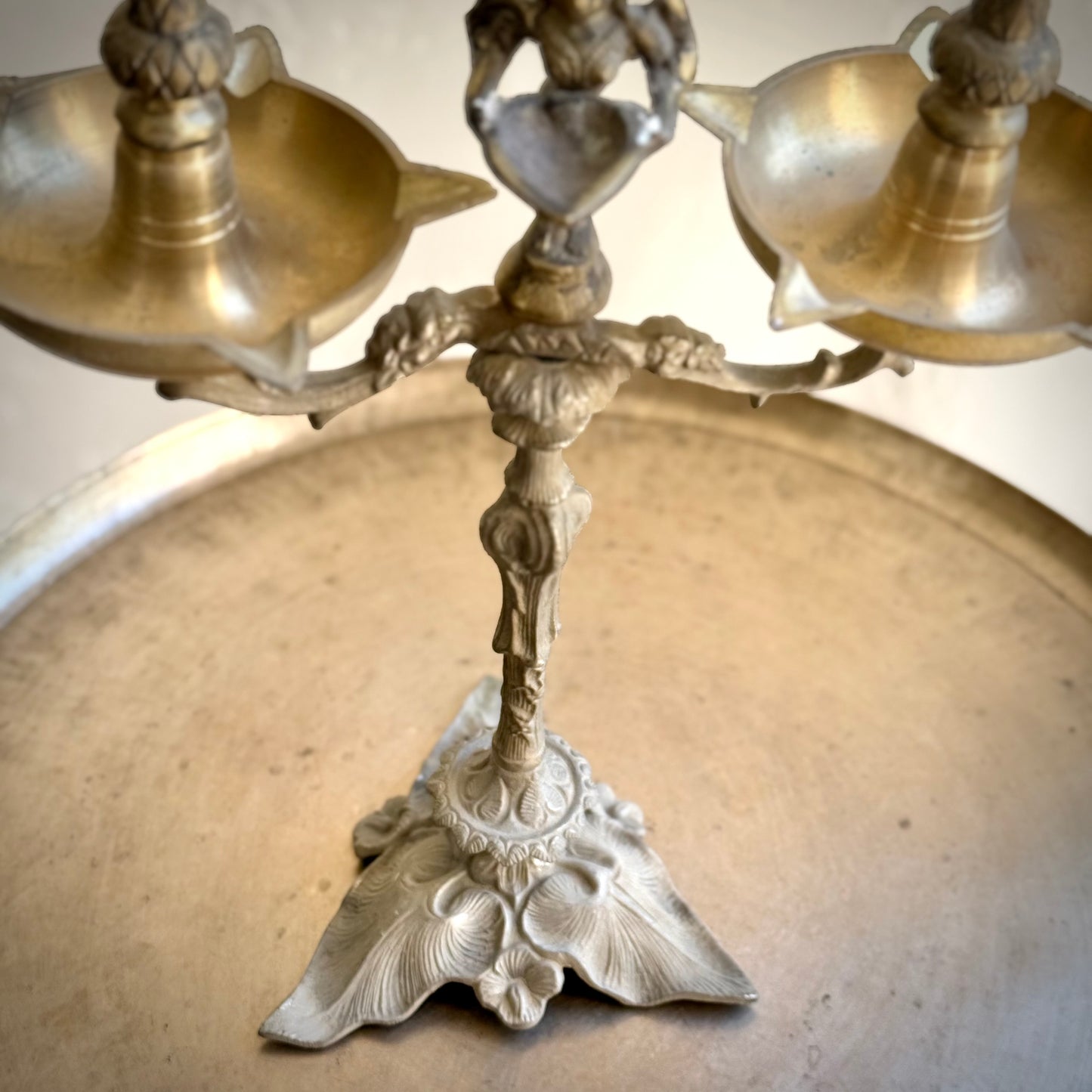 Exquisite Lamp With Pavaai Vilakku & Ornate Detailing